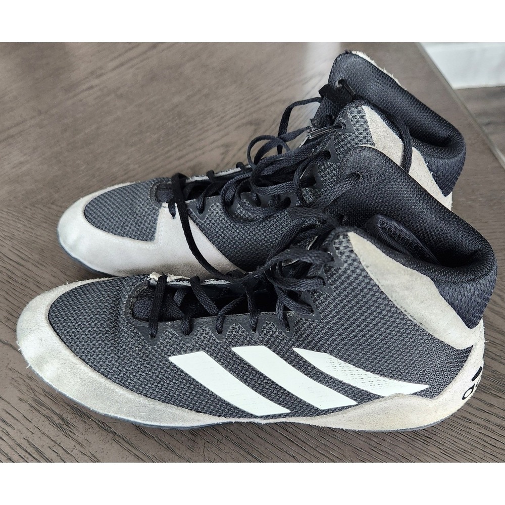 Adidas HVC 2 Wrestling Shoes Black White Grey High Top FZ5381 Mens 10.5